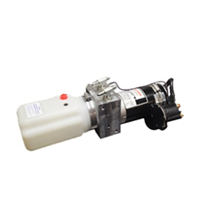 Bi-rotational DC power unit hydraulic power unit small size fits in a tight space. Can be used for many different applications, such as a small mobile lift, a vehicle lift.